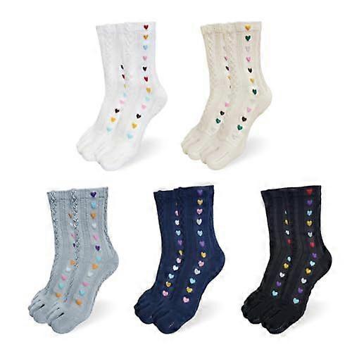 Women's Cotton Five-Finger Split-Toe Socks Breathable Sweat-Absorbent 5-Pack