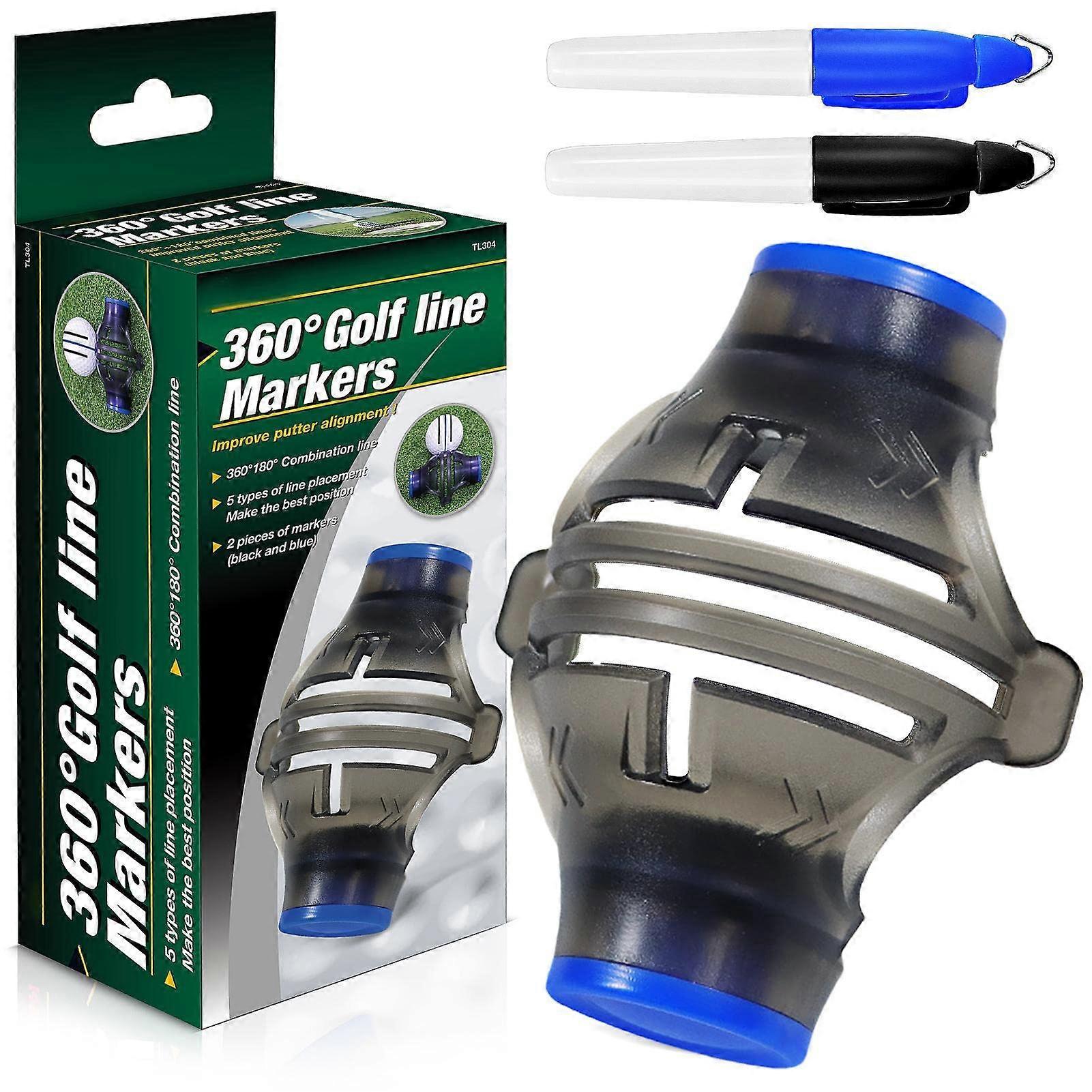 Golf Ball Marker with 360° Alignment and  Precision Stencil, Includes 2 Marker Pens