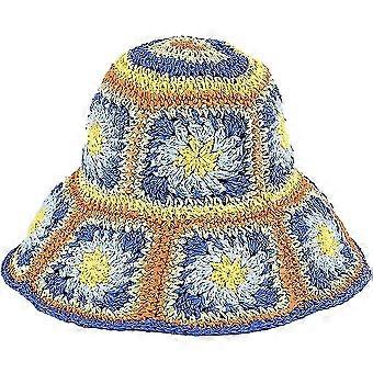 Dam Straw Sunhat Flower Woven Fisherman's Hat Beach Hat Handvävd vikhatt