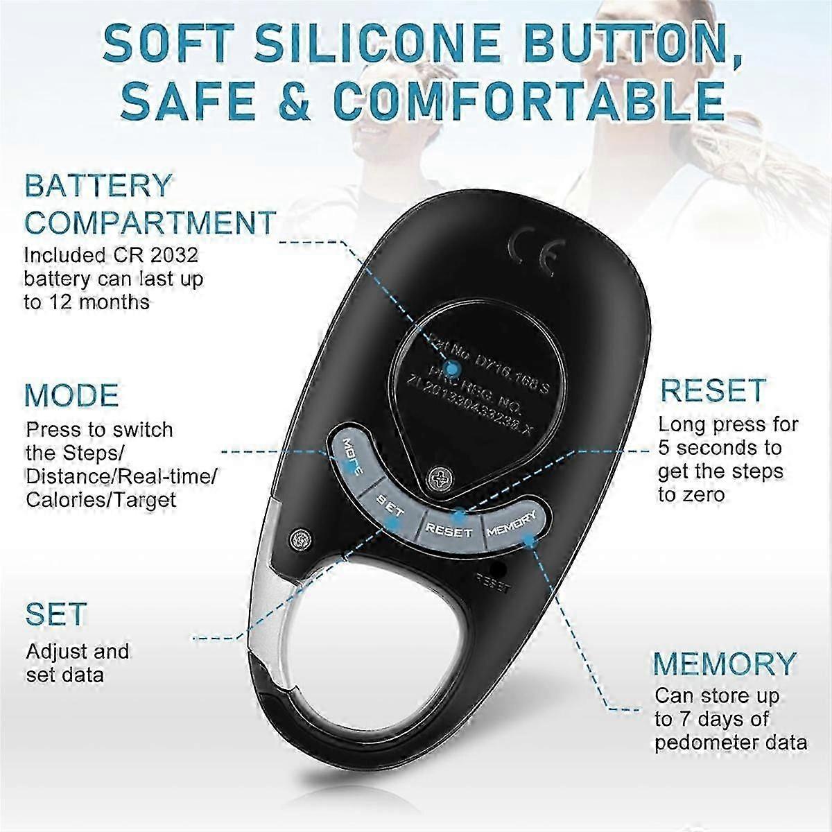 3D Pedometer for Walking Steps and Miles, Portable Step Counter for Walking with Distance