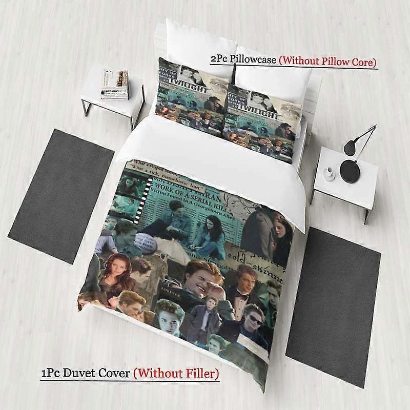 3pcss Twilight Collage Classic Characters with Fox Town Scene Pattern Set Soft And Comfortable Bedding Set
