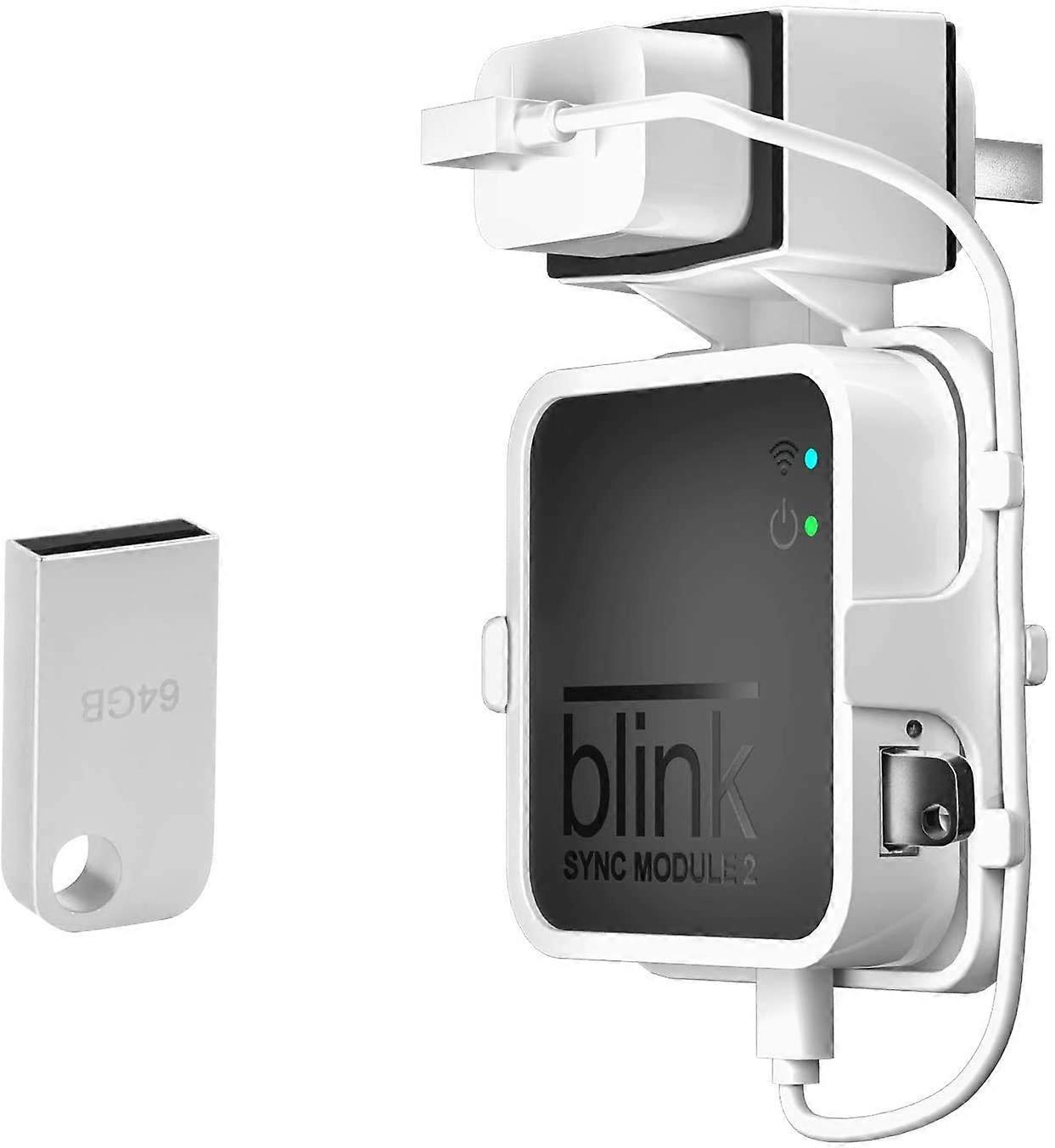 Outlet Wall Mount with 64GB USB, Compact Bracket for Blink Sync Module 2 and Blink Camera System