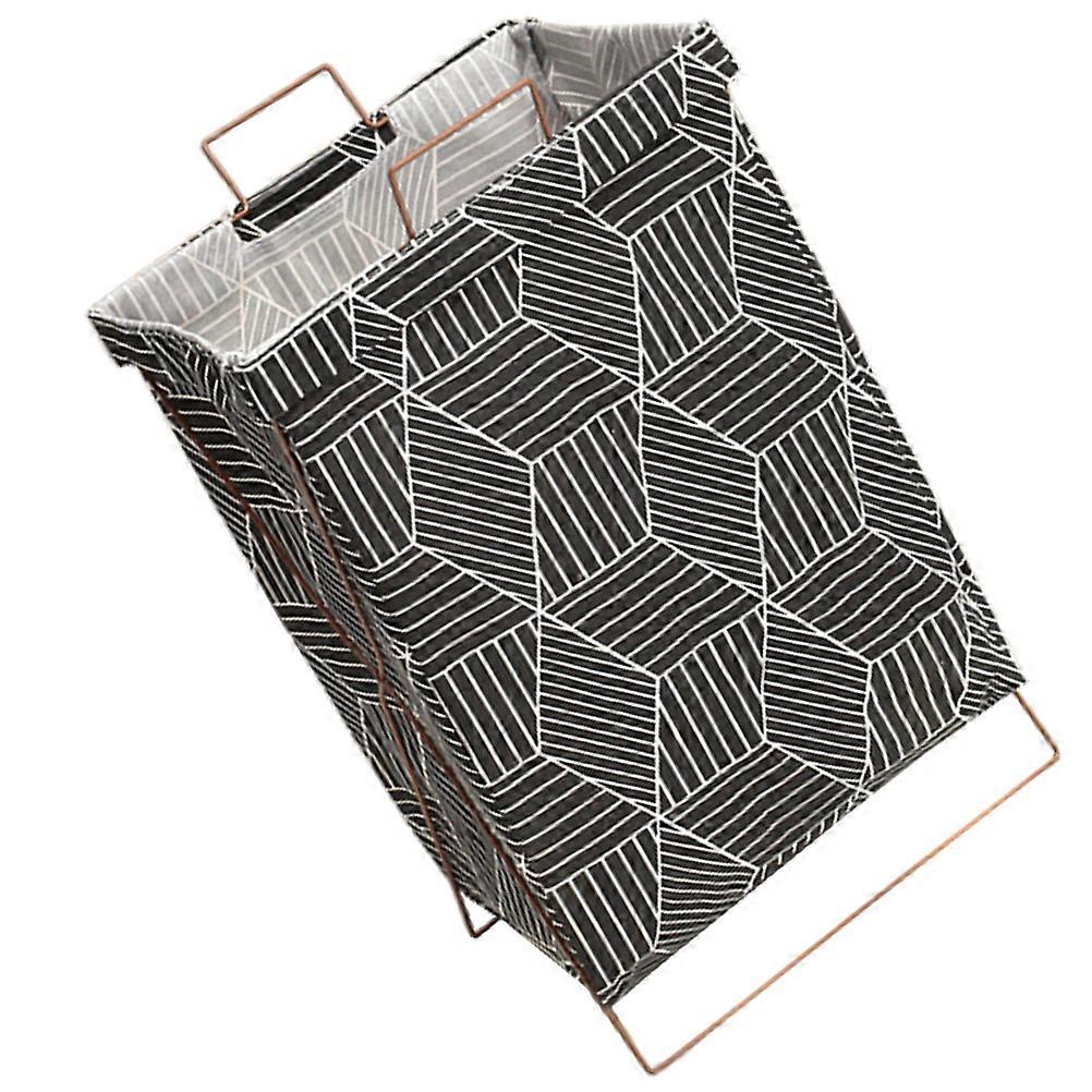 Cloth Laundry Basket Snack Storage Bedroom Rectangular Black and White Grid 1Set