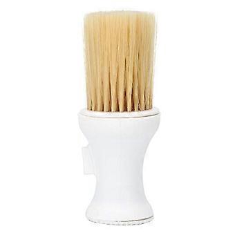 Professional Barber Neck Duster Brush with Soft Nylon Bristles and Powder Dispenser White
