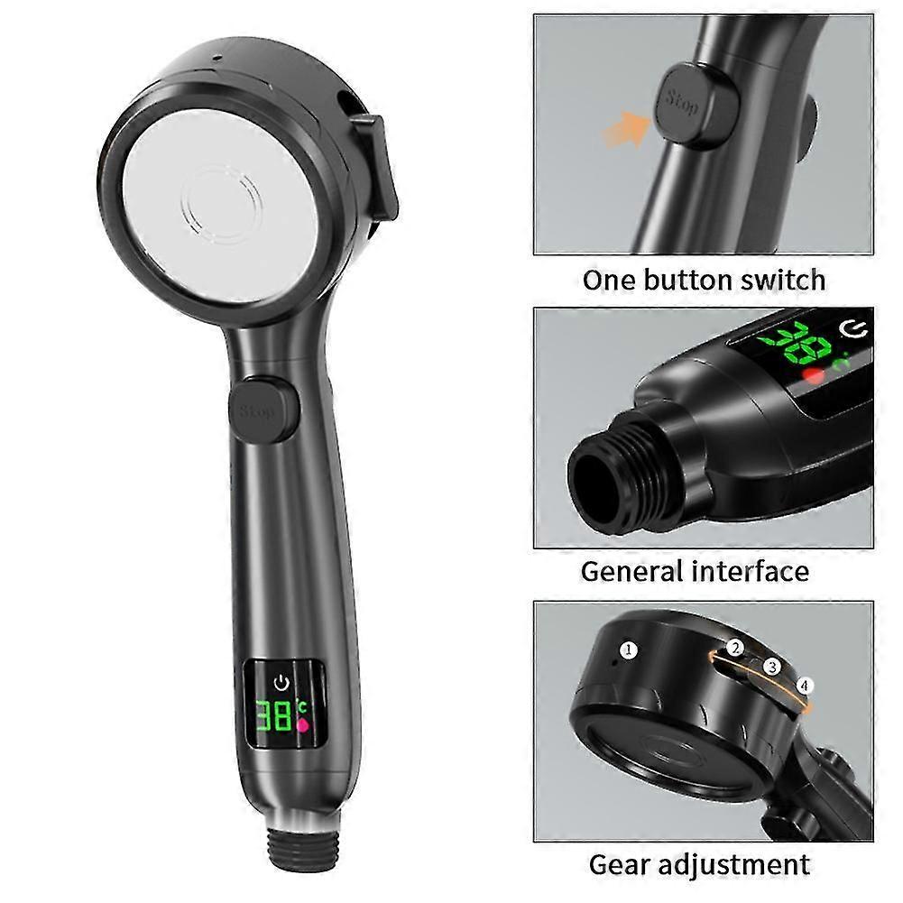Durable 4 Modes High Pressure Easy Install Temperature Display Shower