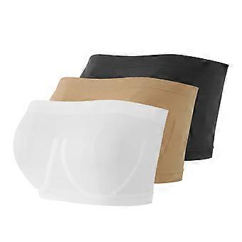 3 st axelbandslösa bh för kvinnor osynliga push up-bh:ar bekväm halkfri bandeau-bh sömlös bygelfri vadderad tub-topp-bh