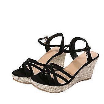 Nude Sandals Peep-toe Pump Womens Summer Casual Open Toe Wedge Sandals Solid Color Beach Roman Platform Sandals 6(37)