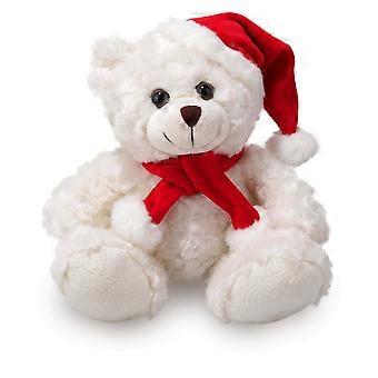 Christmas Teddy Bear with Festive Santa Design, Soft Cream Plush, 11 Inch Holiday Stuffed Animal