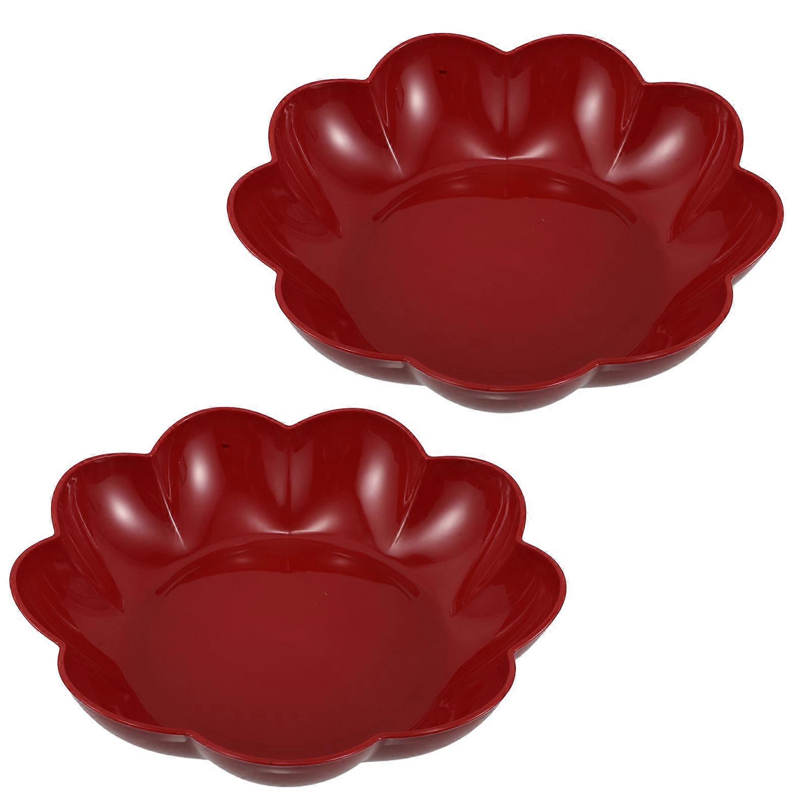 2Pcs Red Serving Tray for Home Use Candy Snack Platter Round