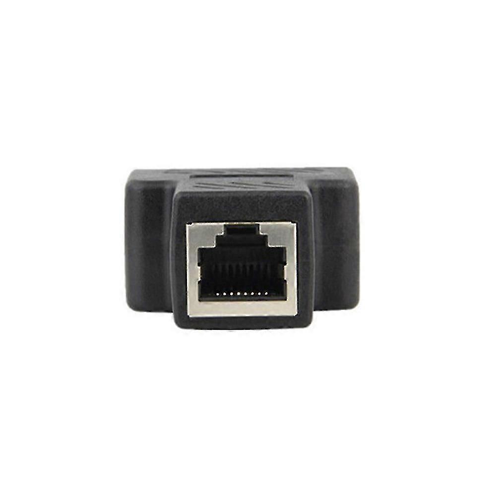Practical Network adapter for Computer Black Plastic Connector Converts Outlet to Two Sockets Easily