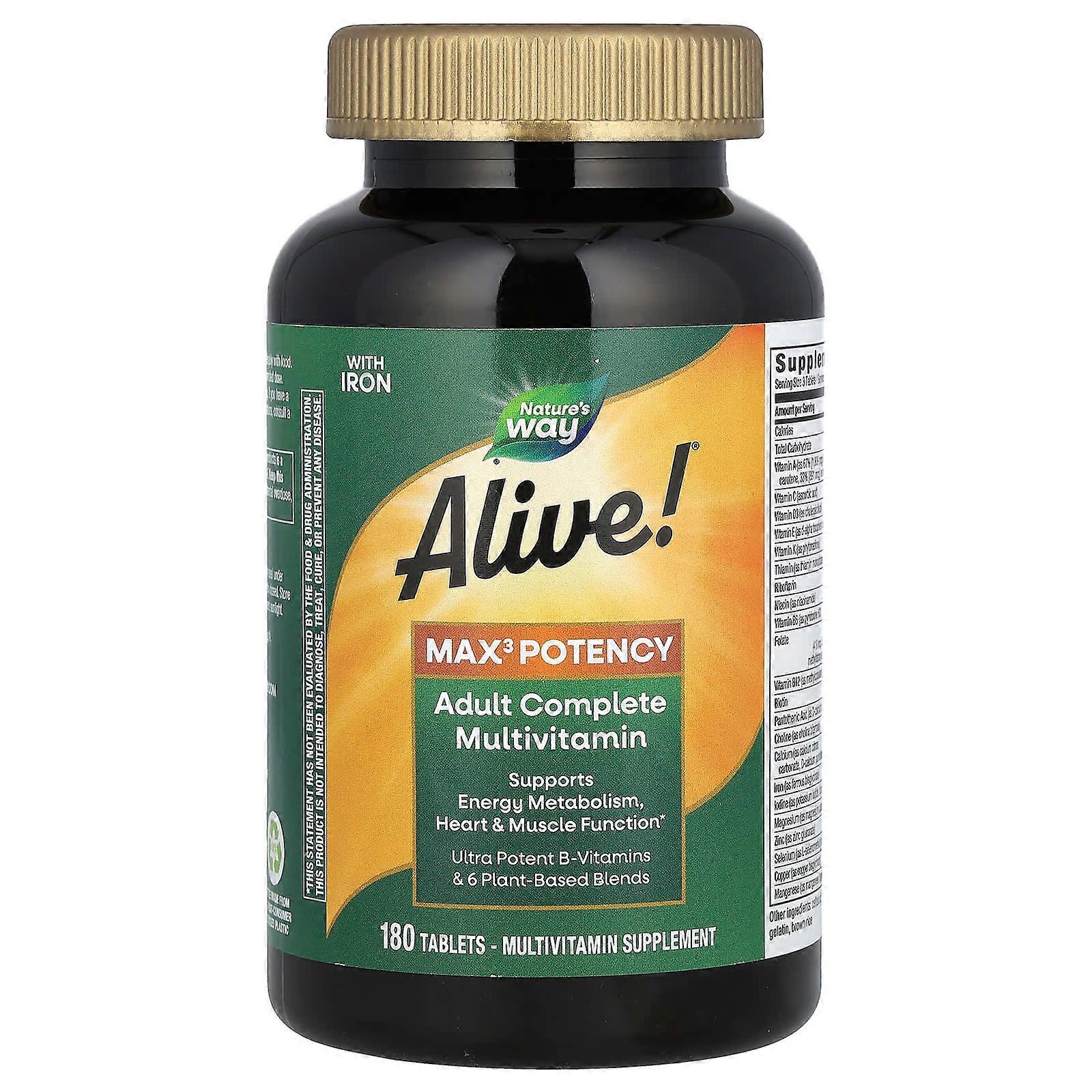 Nature's Way, Alive! Max3 Potency Multivitamin, 180 Tablets