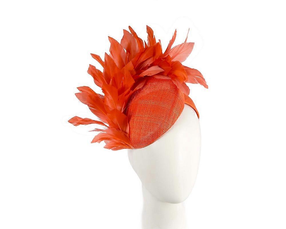 Orange feather spring facing fascinator S283OR