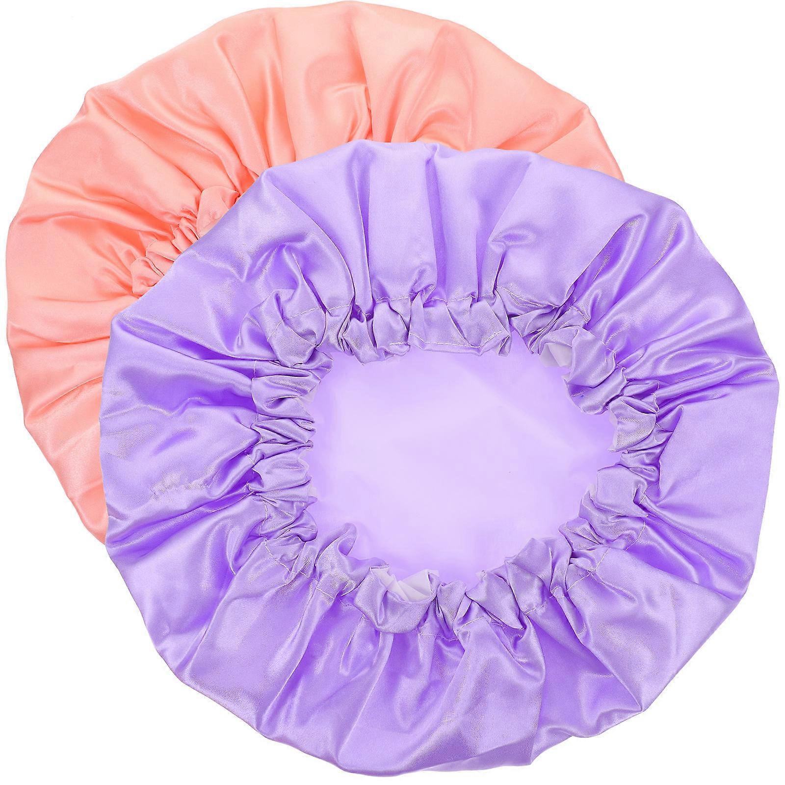 Waterproof Bathing Caps Comfortable Satin Bonnets for Sleeping 2Pcs