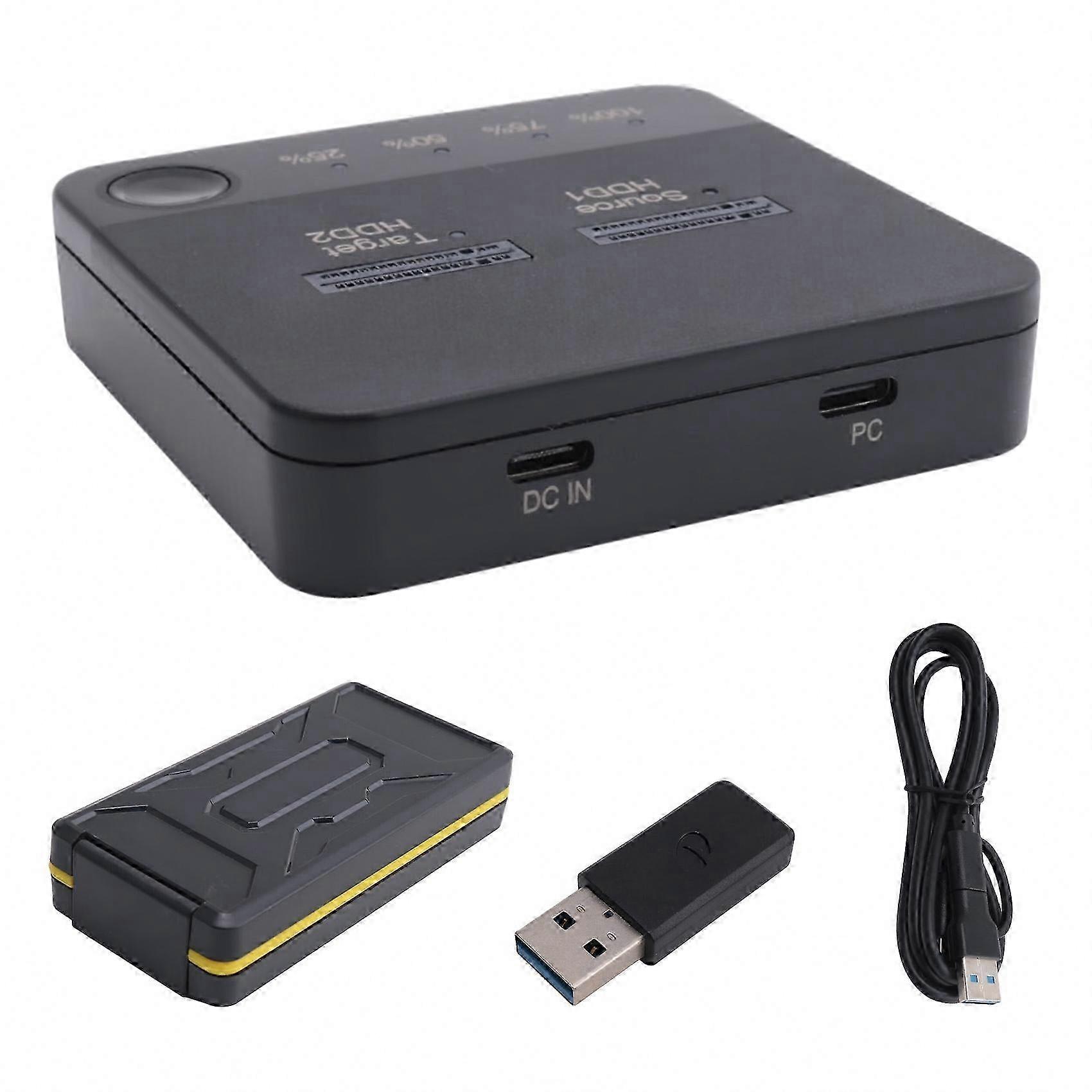 Dual Bay M.2 SATA SSD Enclosure External Hard Drive Dock with Clone Function for M2 HDD Reader
