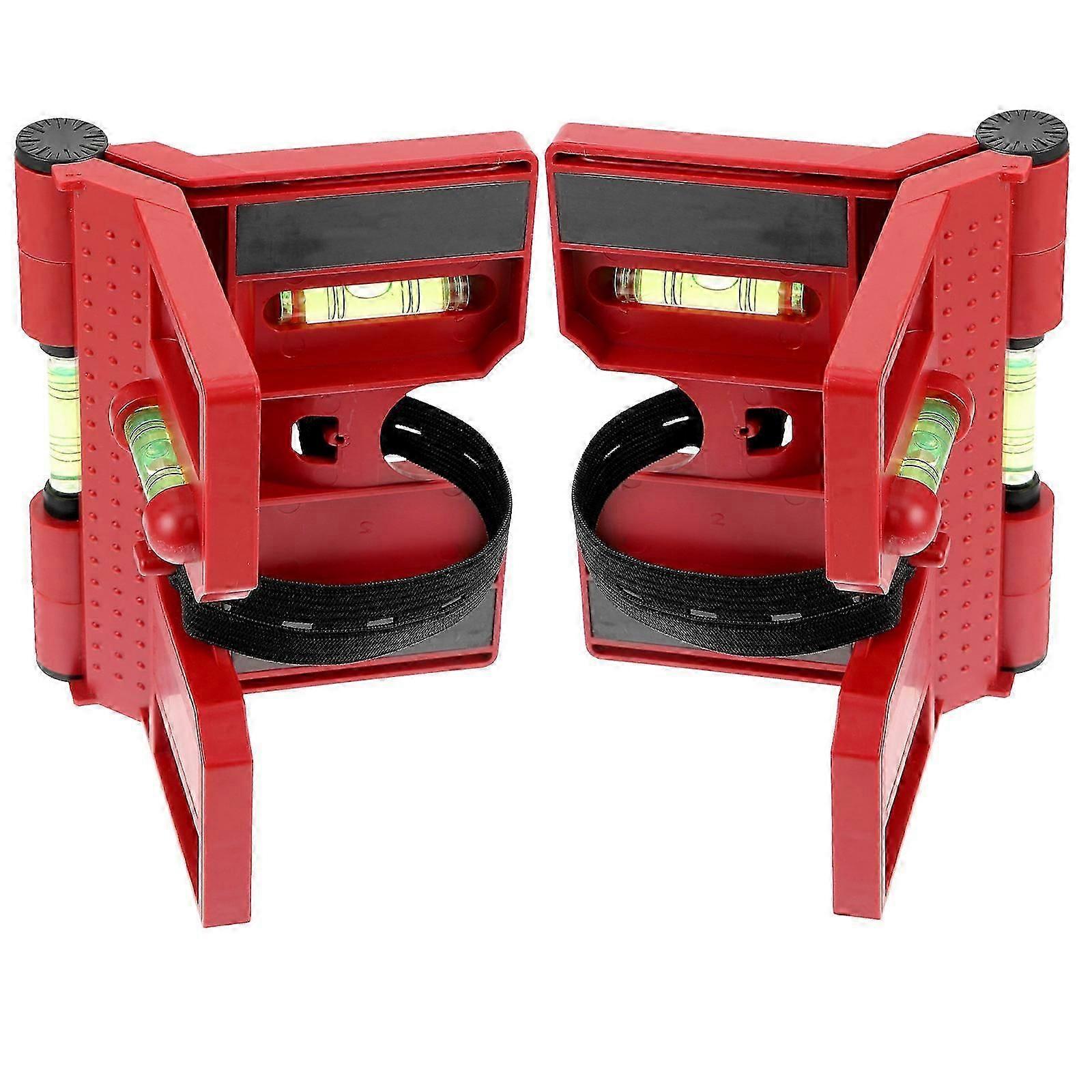 Foldable Angle Gauge Post Level Tool for Measurement 2Pcs Red ABS Material