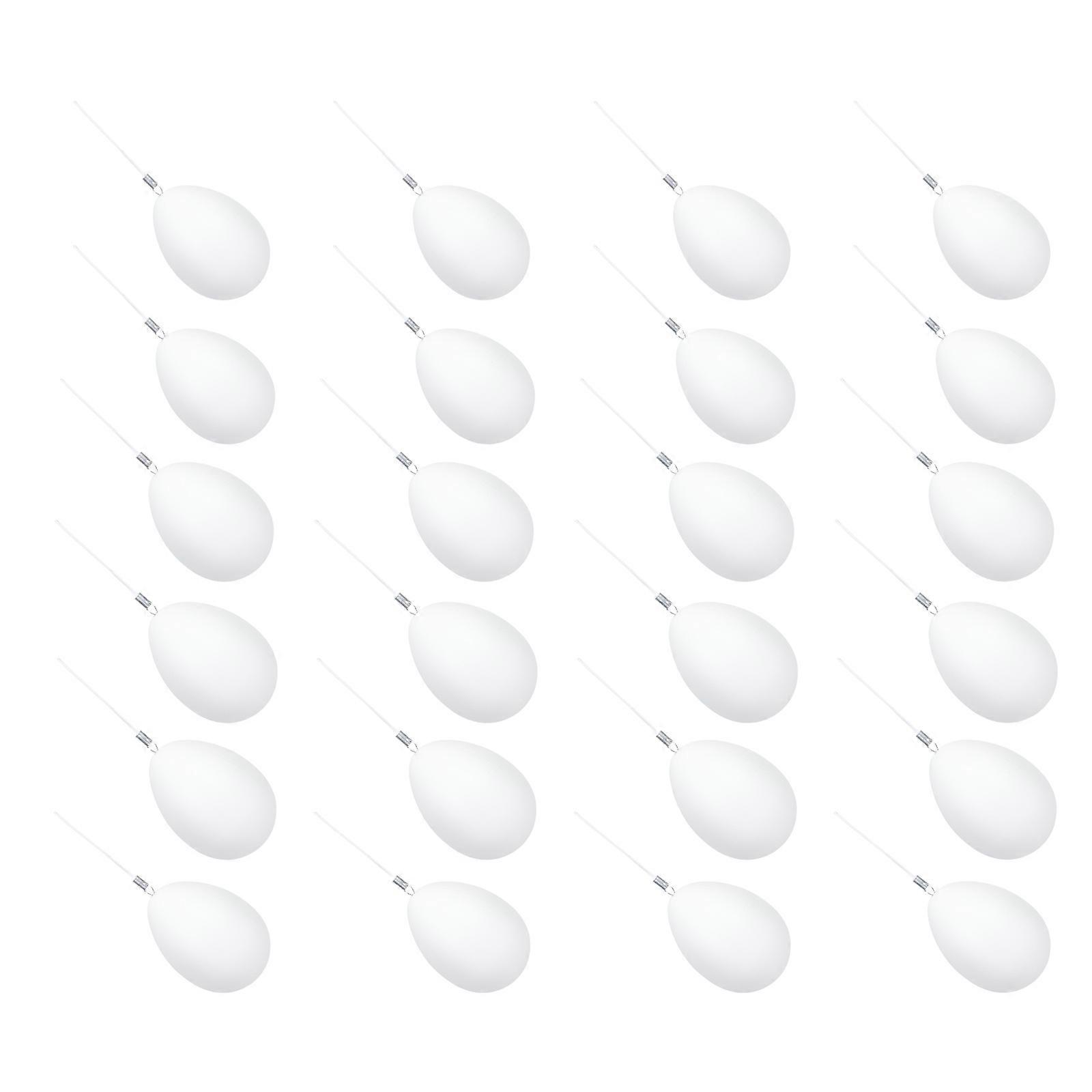White Plastic Easter Egg Decors for DIY Hanging Decor 24Pcs Set