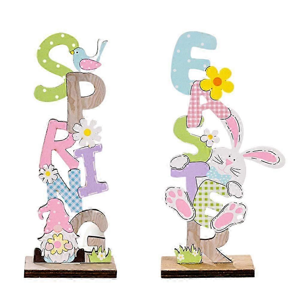 Unique Easter Decor Wooden Craft Easter Ornament for Decor 2Pcs
