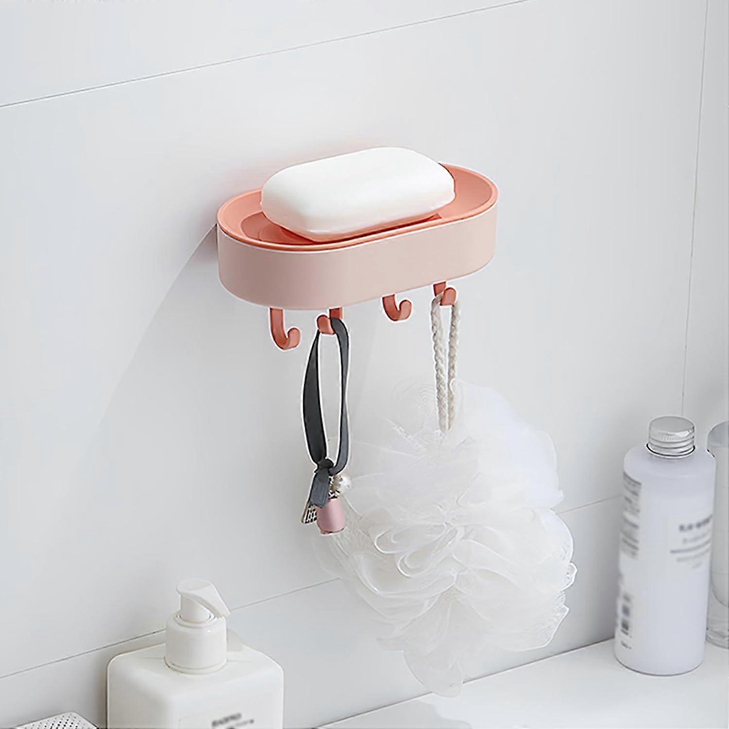 Wall Mounted Self-Draining Soap Dish (White/Green/Pink, Single Unit)