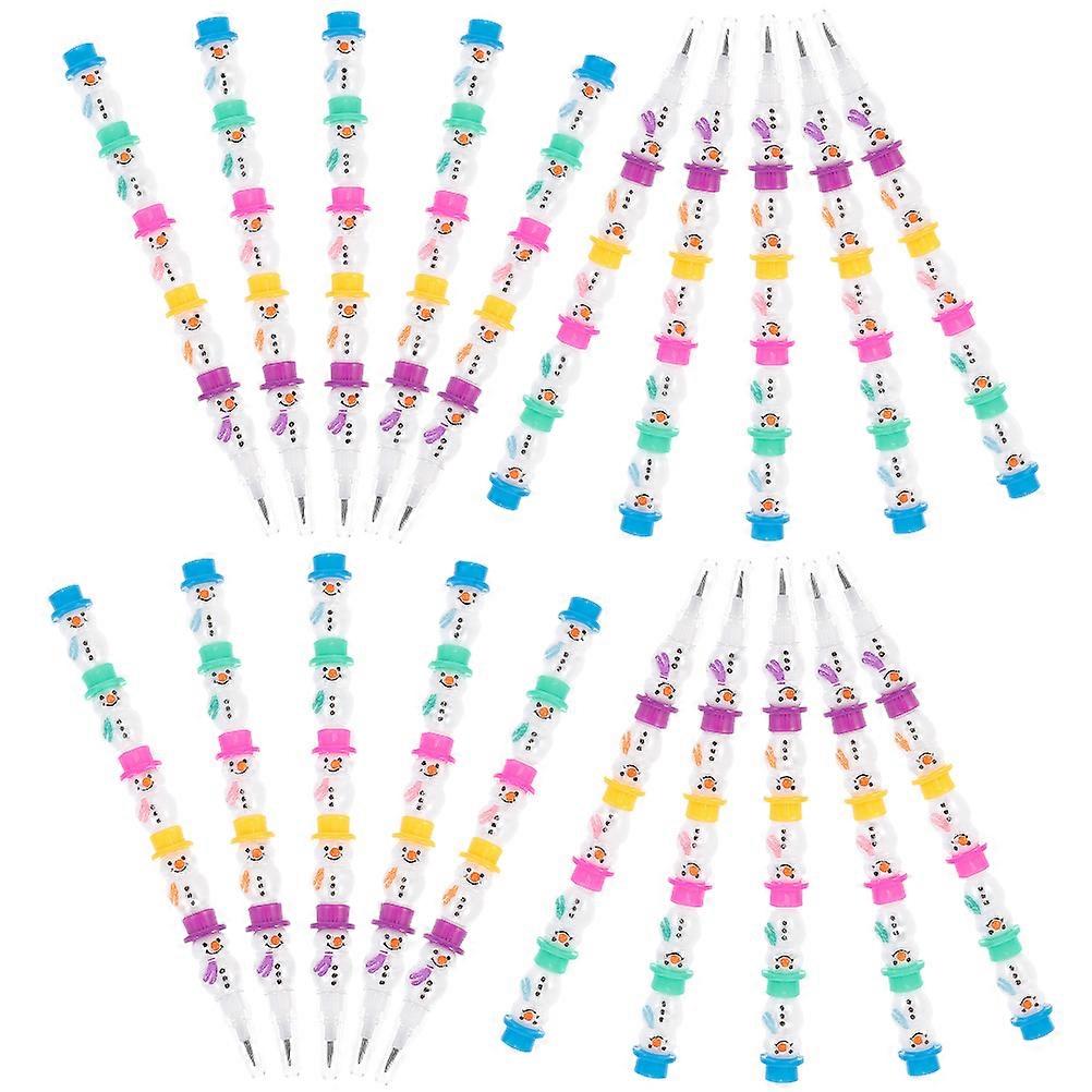 20Pcs Stackable Pencils Snowman Shaped Stacking Pencils Student Kids Accessory