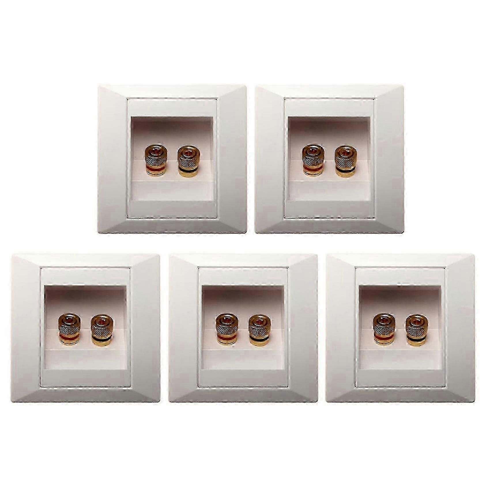 5x Wall Socket Connection Port With 2 Jack Speaker White