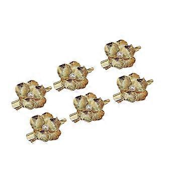 Haarclips met barokparels en bloemenmotief, set van 6 elegante Franse metalen haarspelden, geschikt voor dames en meisjes, voor formele gelegenheden.
