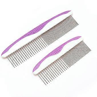 Pet Grooming Comb Stainless Steel for Grooming 2Pcs with Single Row Teeth