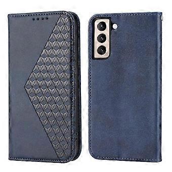 Flip Case For Samsung Galaxy S22 Plus Stand Daily Use Wallet Rhombus Shape Hand Strap