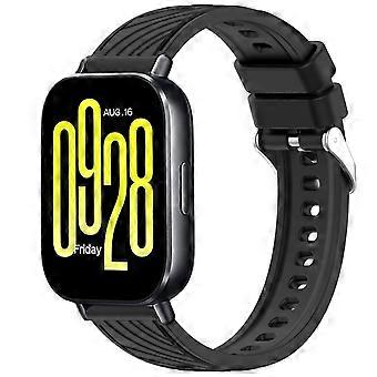 Replacement Strap for Xiaomi Redmi Watch 5 Active, Striped Texture 22mm Silicone Design, Black
