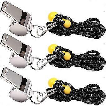 ZWS-3Pcs Sports Whistles Loud Sound Stainless Steel Whistle with Lanyard Training