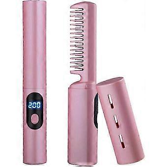 Haarglätterbürste Beheizte Glättungskeramikbürste, Negative Ion Hot Comb Haarglättung mit LED-Anzeige und 3 Hitze
