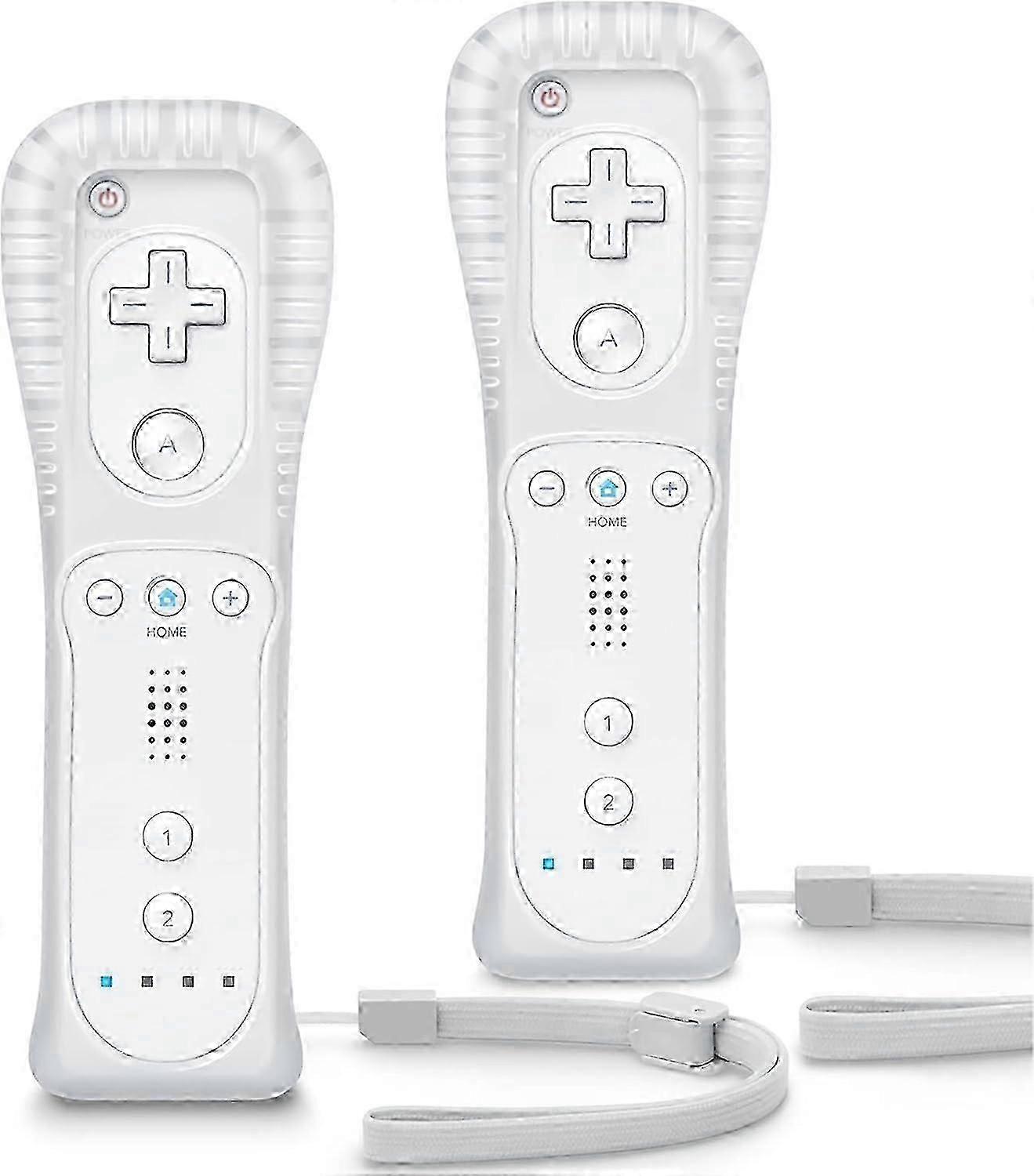 Replacement Wii Controller 2 Pack, Wii Remote Controller, with Silicone Case and Wrist Strap, Remote Controller compatible with Wii/Wii U, White-Good