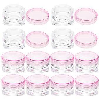 Pink Square Bottom Cream Jars for Travel with 12Pcs Empty Refillable Containers