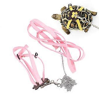 Verstellbares Hamster Haustier Schildkröte Eidechse Zugseil Schildkröte Führleine Schleppseil Walking Training Rope - Größe S (Rosa)