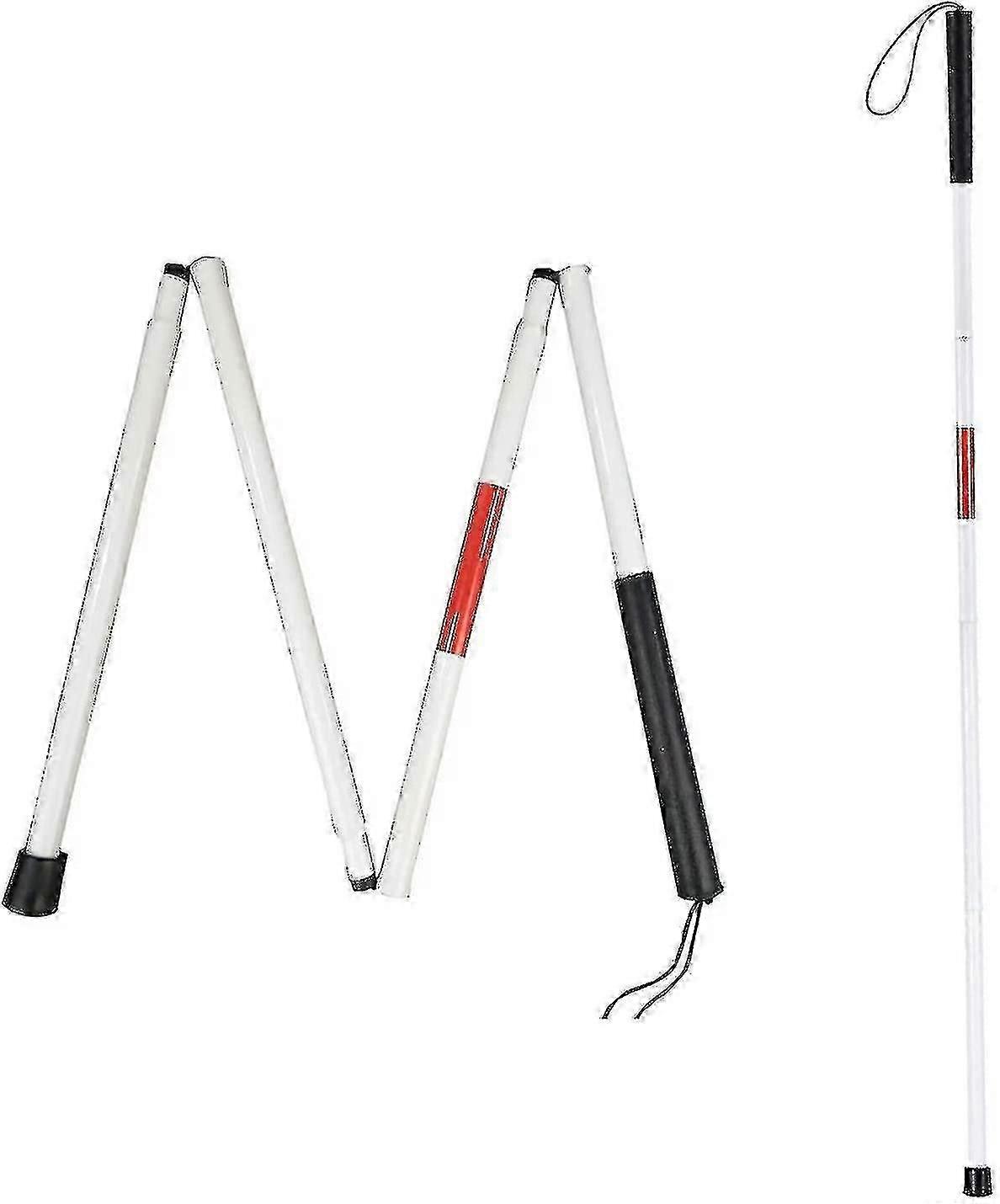 Foldable White Walking Cane, Portable Mobility Support Stick For Visually Impaired Blind Users