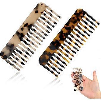Mozeat Lens Mini Dessert Comb Set (2-Piece), made of leopard print cellulose material, portable, suitable for thick, curly, wavy and dry hair.