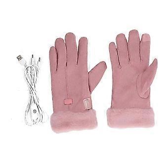 1 Paar elektrische Heizhandschuhe Vollfinger-USB-beheizte Handschuhe Frauen Winter warme beheizte Handschuhe für Outdoor-Radfahren