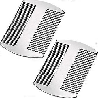 2 Pieces Silver Wallet Comb Stainless Steel Credit Comb Dual Action Stainless Steel Comb Hair Styling Cutting Hair Comb