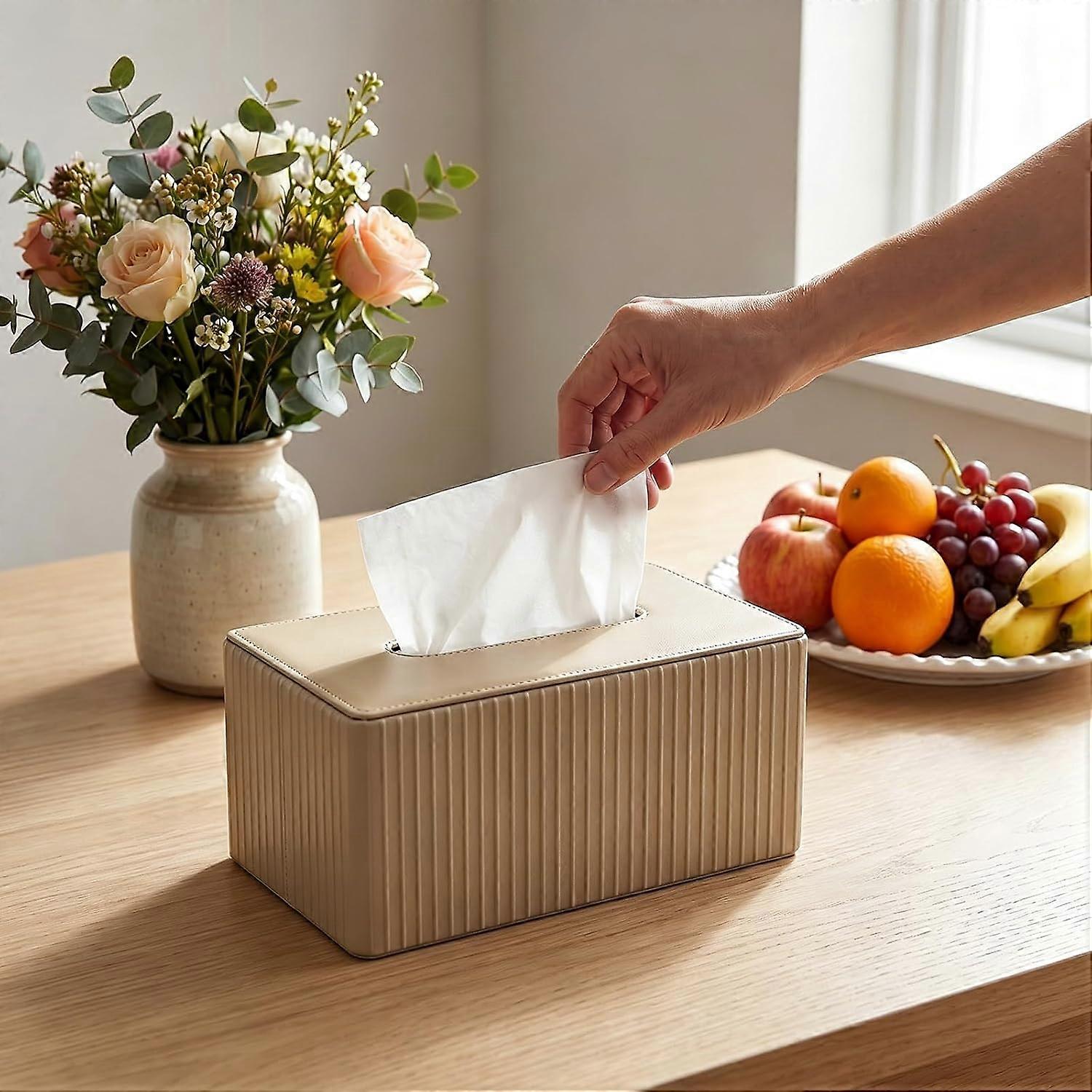 Tissue box, decorative rectangular tissue box tissue dispenser  in PU
