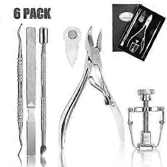 6 Pcs Set Ingrown Toenail Tools Kit, Premium Nail Treatment Foot Tool, Ingrown Toenail Removal Correction Clippers, Ingrown Toe Nail File Lifter, Prof