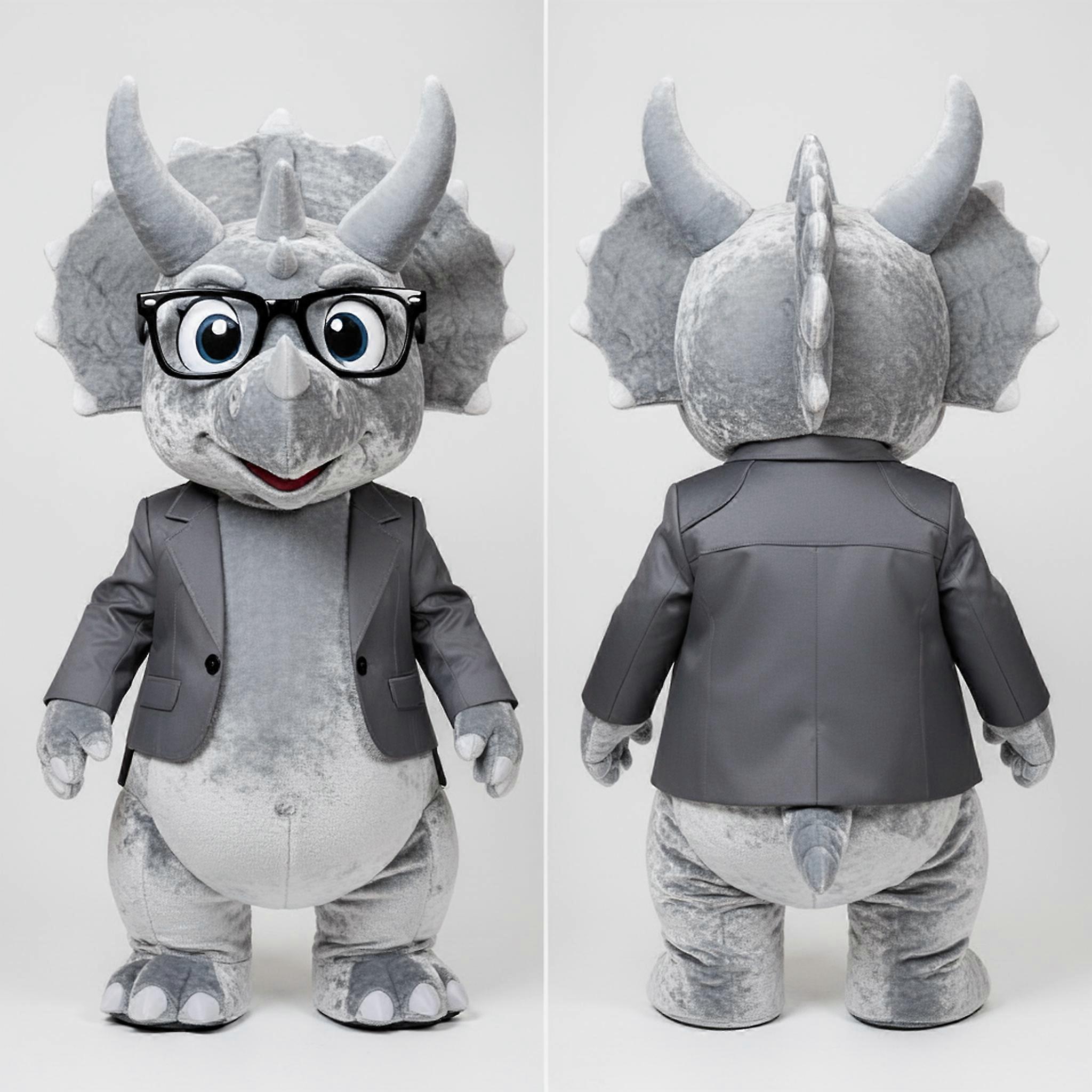 MASTICOT Silver Sleek Triceratops Mascot