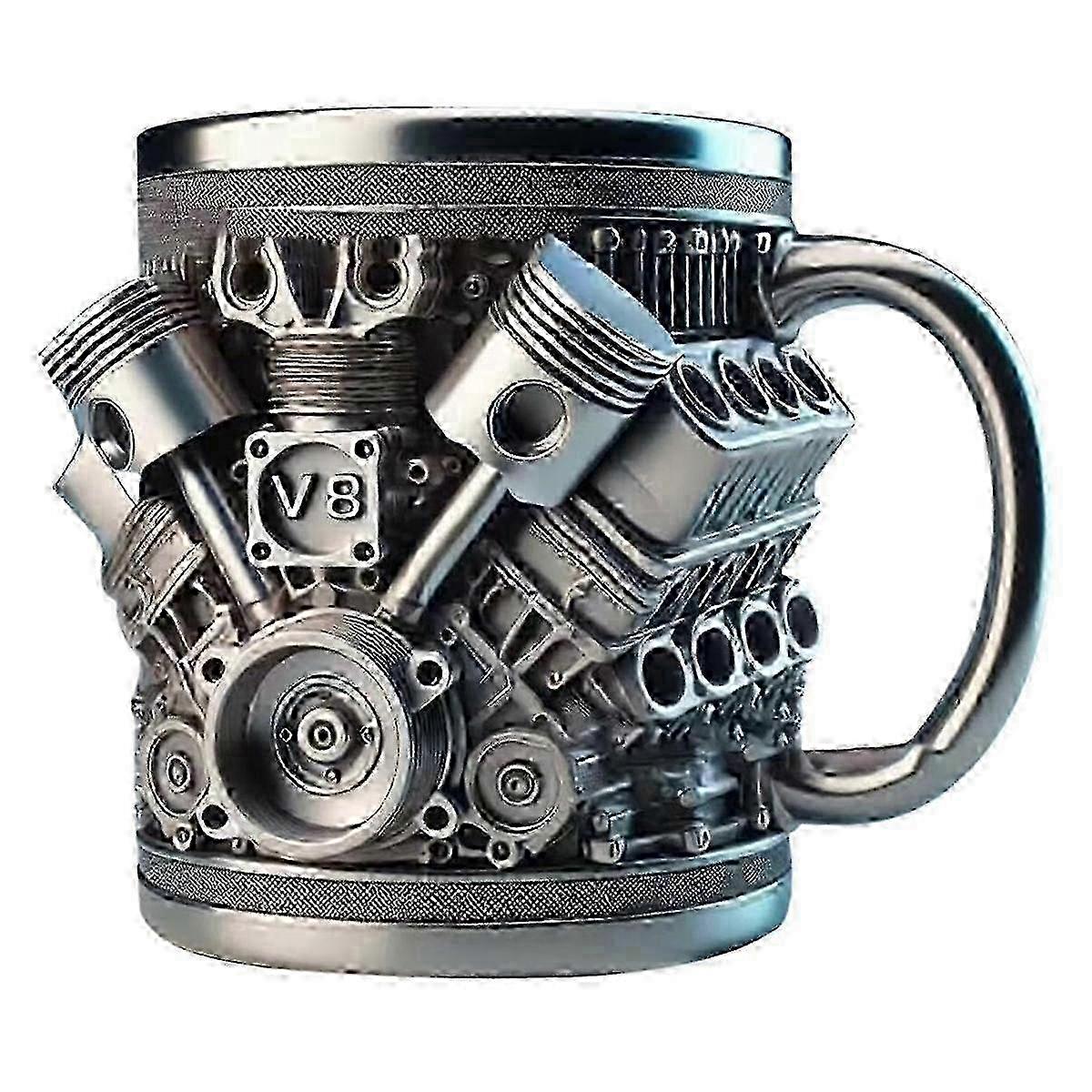 Customized Stainless Steel Mug with a Creative 3D Engine Design