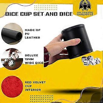Dice Cups Set 5 Black Shaker Cups with 25 White Dice for Perudo and DnD_Esz3