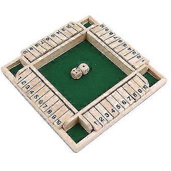 Klassiek spelbord met vier rijen, bekend als "Shut the Box".