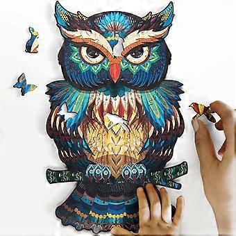 Owl Wooden Jigsaw Puzzle for Adults and Kids, Animal‑Shaped Pieces, Eco‑Friendly Family Gift