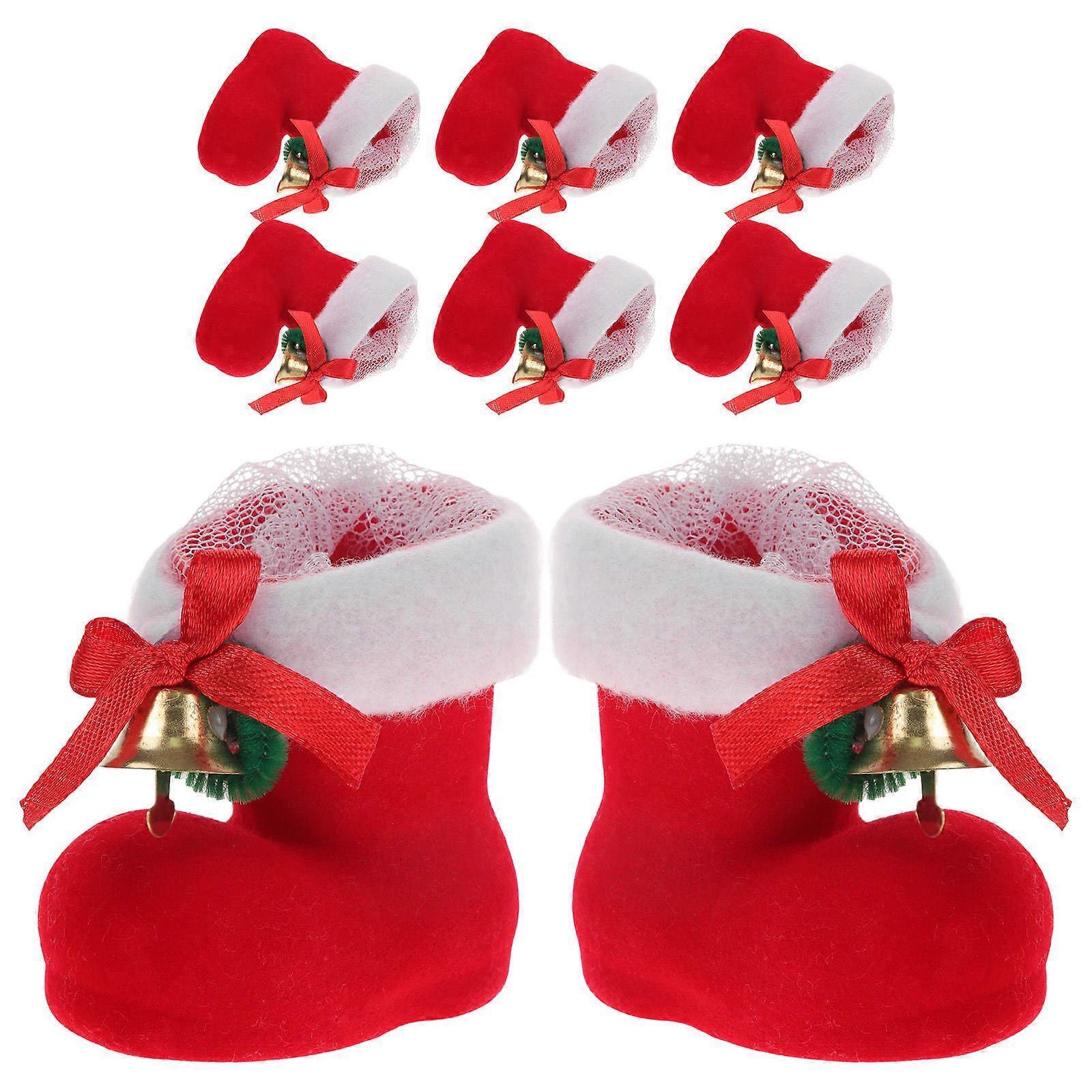Red Christmas Candy Boots compatible with Storage 8Pcs Reusable Gift Boot