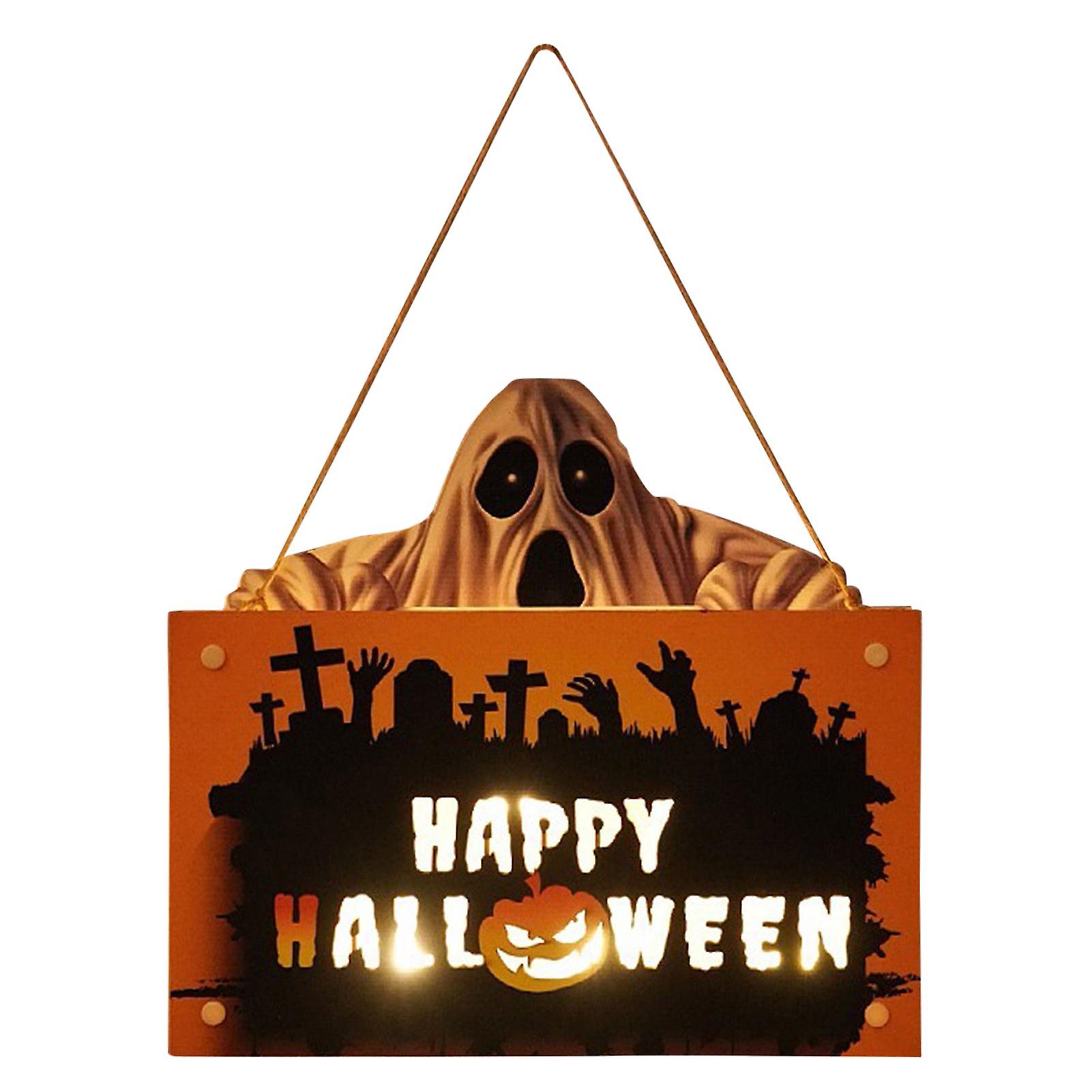 Halloween Luminous Doorplate Hanging Night Lantern Pumpkin Ghost Lantern