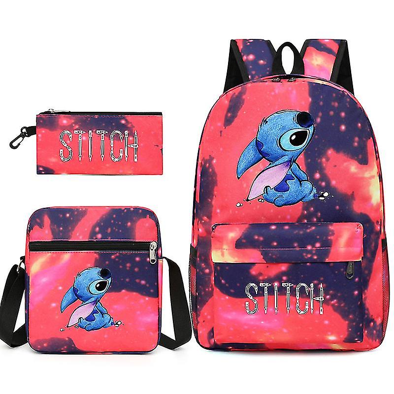 Star Stitch Ryggsäck Liten Axelväska Pennfodral Tredelat Set Skolväska Hög kvalitet