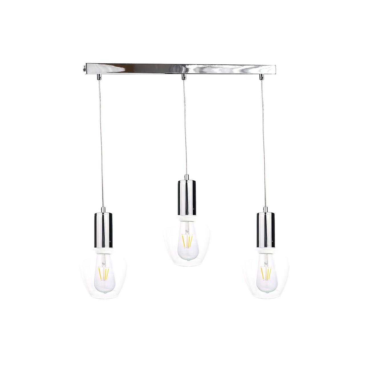 Keter Verre Bar Pendant Ceiling Light Silver, 60cm, 3x E27