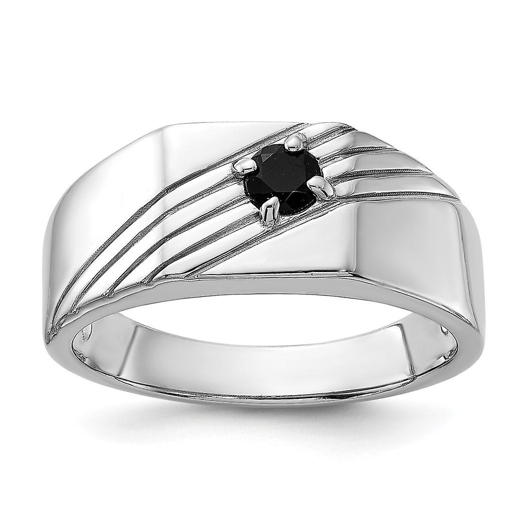 925 Sterling Silver Rhodium Plated Black Simulated Onyx Signet Mens Ring-Ring for Men - Ring Size: 9 to 11