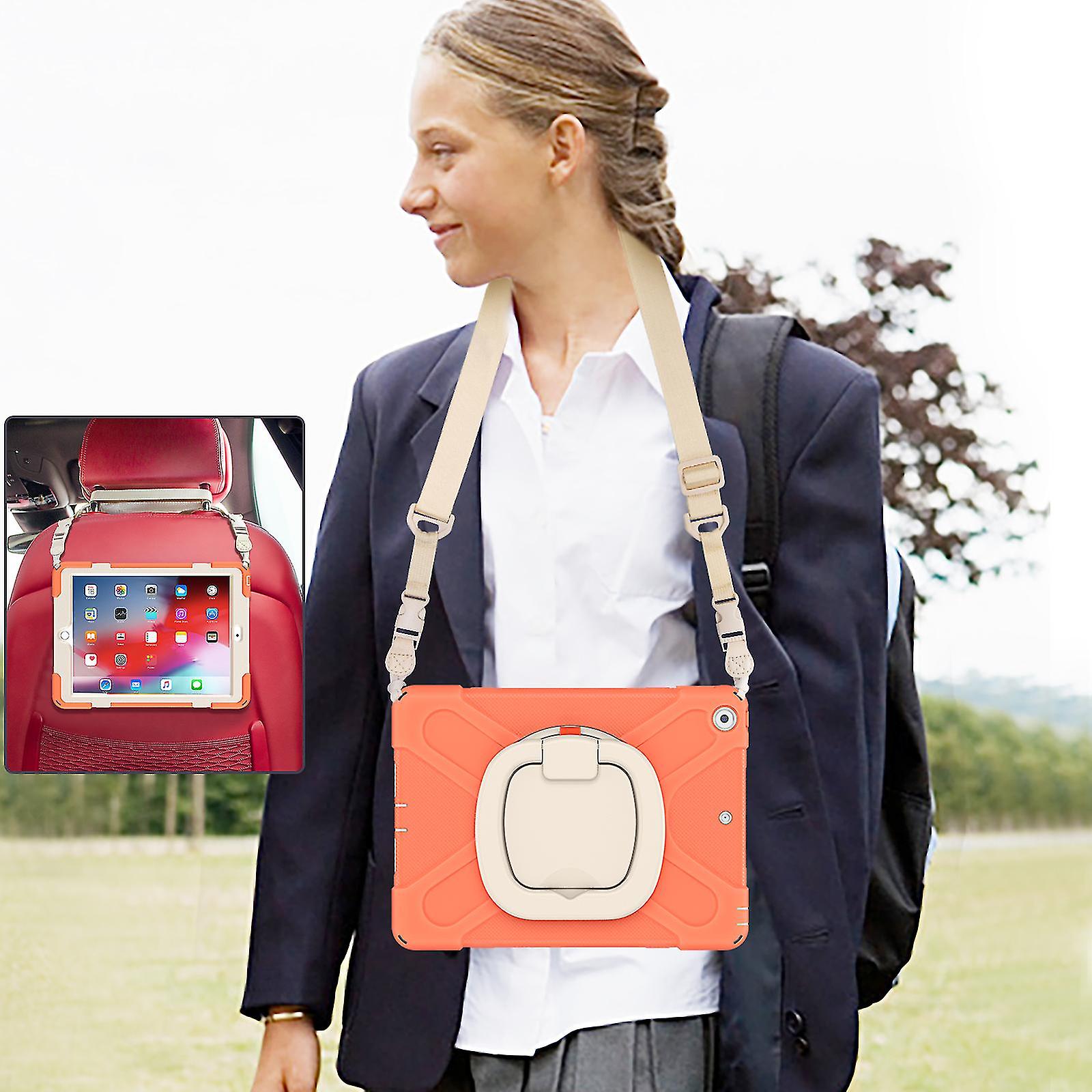 Case For Ipad 10.2 Inch With Shoulder Strap, Rotating Stand